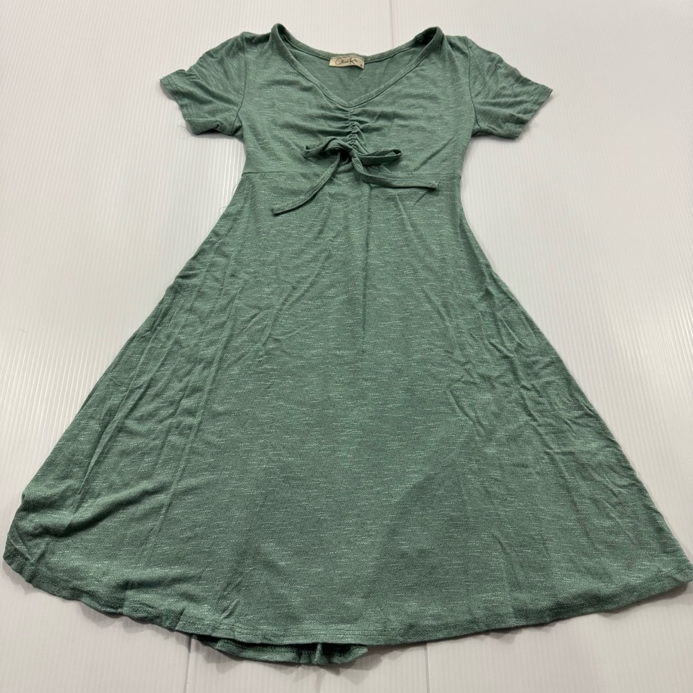 J60. Olivia Rae Mint Green Ruched Short Sleeve Dress (XS)